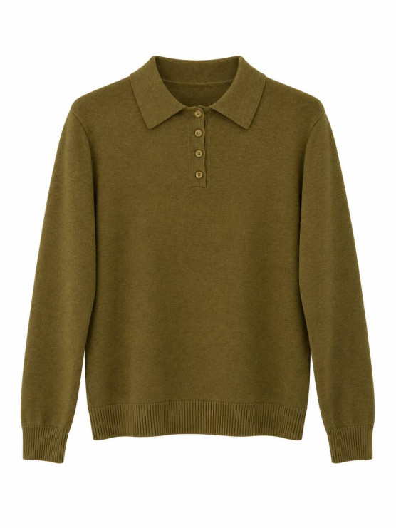 Pullover misto lana con colletto polo...