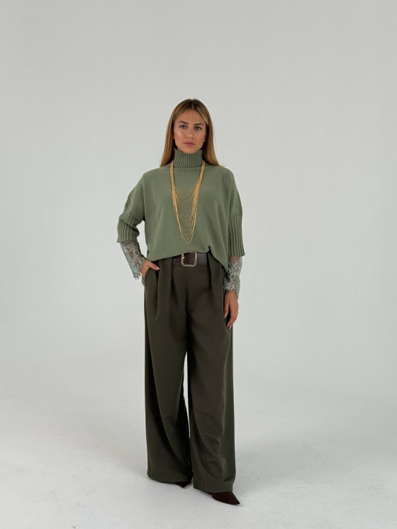 Palazzo trousers with belt