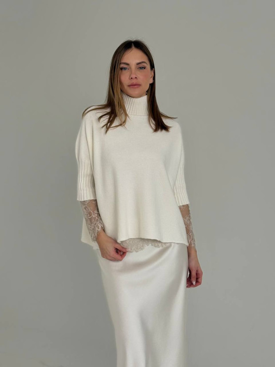 Oversized funnel neck pullover