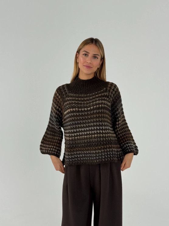 Pullover collo alto con maniche a...