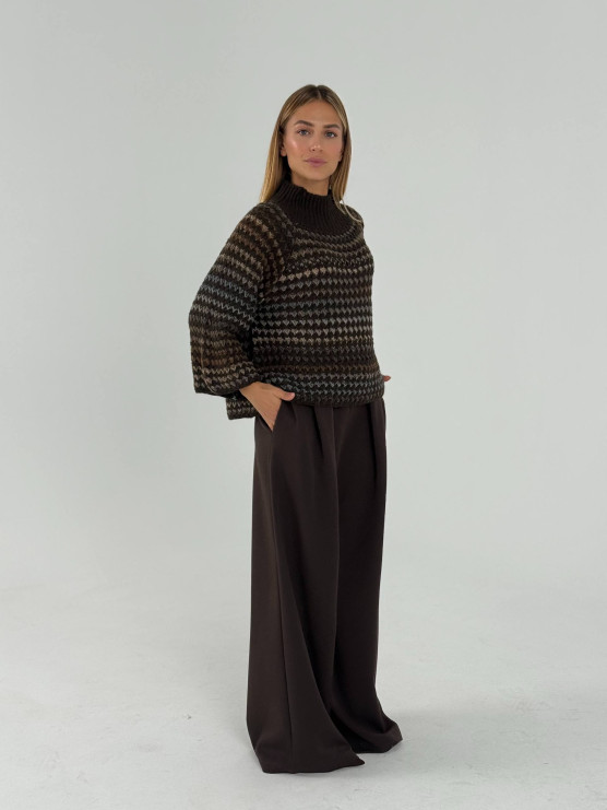 High-neck jumper with bell sleeves