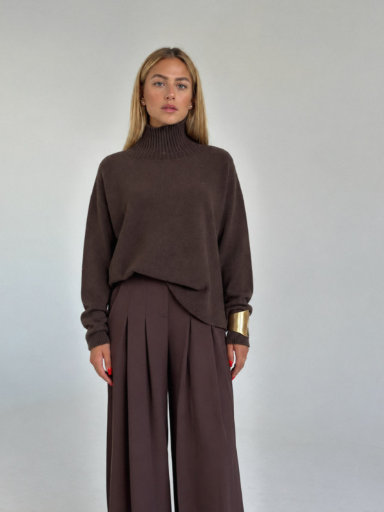 Pullover oversize collo alto a...