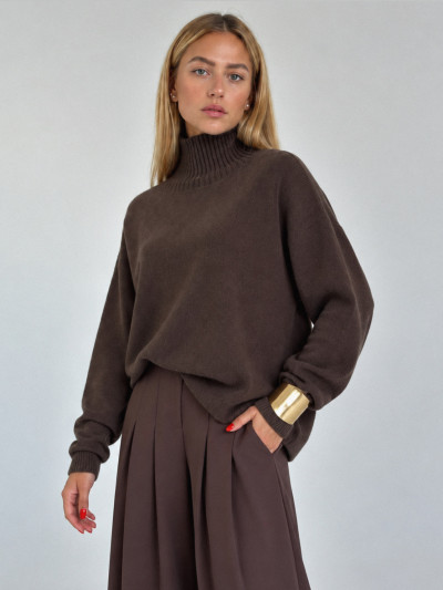 Pullover oversize collo alto a maniche lunghe
