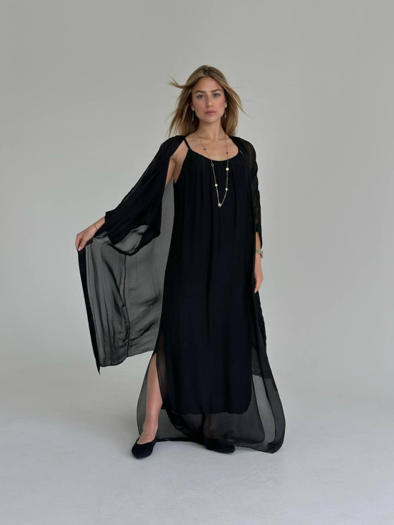 Cardigan lungo in seta