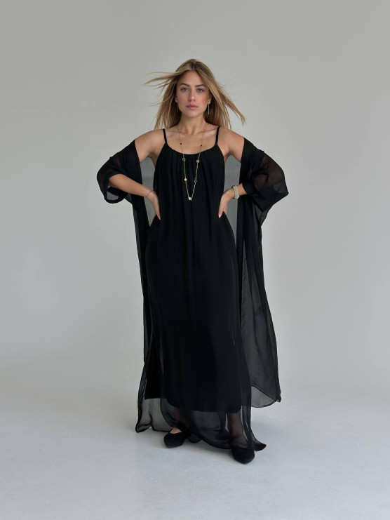 Cardigan lungo in seta